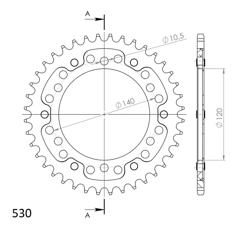 Jetzt Bestellen Supersprox Stealth-Kettenrad 530 40Z (Gold)