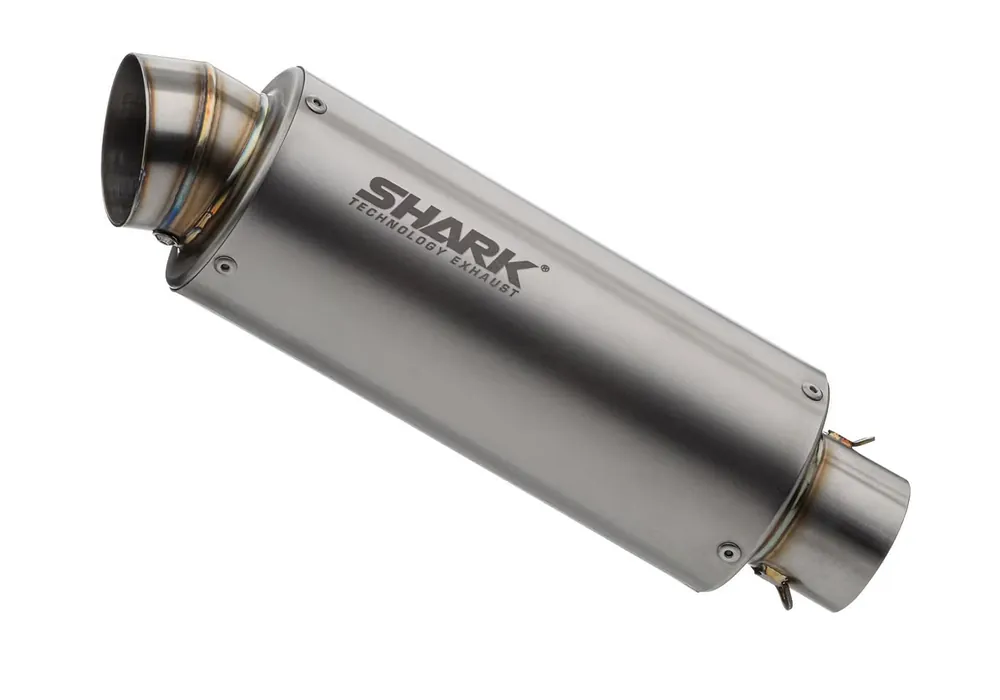 Shark Performance SLIP-ON Titan silber SRC 4 für HUSQVARNA Svartpilen 125,Svartpilen 401,Vitpilen 401,KTM 125 Duke,250 Duke,390 Duke,RC 125,RC 390 EURO4 EURO5 Solange Der Vorrat Reicht