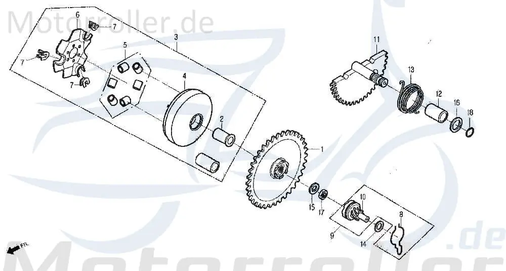 Top-Seller Variomatikscheibe 1E40QMB Daelim Tapo 50 Roller 50ccm 2Takt Riemenscheibe Keilriemenscheibe Fliehkraftkupplung Variator Antriebsscheibe