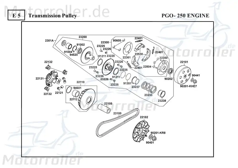 PGO Bugrider 250 Keilriemen CVT Antriebsriemen Treibriemen 250ccm 4Takt 23100-KHE7-900.0 V-Belt Keil-Riemen Variomatik-Riemen Buggy Highlight