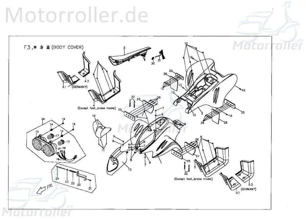 PGO X-RIDER 50 Frontverkleidung rot Frontschürze Frontmaske 50ccm 2Takt X06255001K0 Front-Cover Lenkerverkleidung Front-Schürze Quad Billig