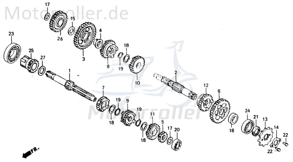 Sonderangebot Chunlan Chopper Getrieberad 125ccm 4Takt ABB-P20-NO.-07 H.3. Gang 20 Zähne Zwischenrad Zahnrad Zahn-Rad Ritzel