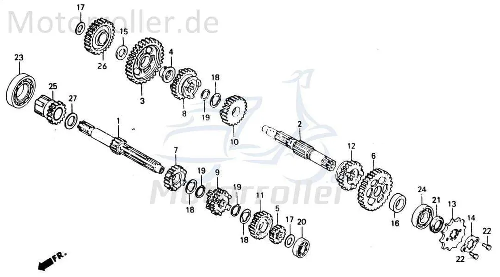 Chunlan Chopper Getrieberad 125ccm 4Takt ABB-P20-NO.-09 H.4. Gang 23 Zähne Zwischenrad Zahnrad Zahn-Rad Ritzel Heißes Angebot