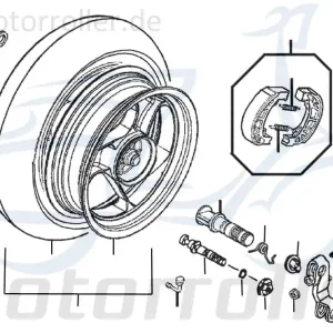 Komplettrad Roller hinten Rex 25 Scooter Rollerfelge 77452 und Reifen Hinterradfelge Roller-Felge Mokick 50 Scooter Moped Ersatzteil Ausverkauf