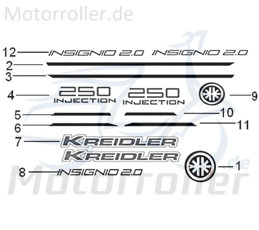 Kreidler Insignio 125 250 DD 2.0 Dekorstreifen hinten rechts 750496 Zierstreifen Aufkleber Sticker Dekostreifen Dekor Motorroller Scooter Saisonangebot