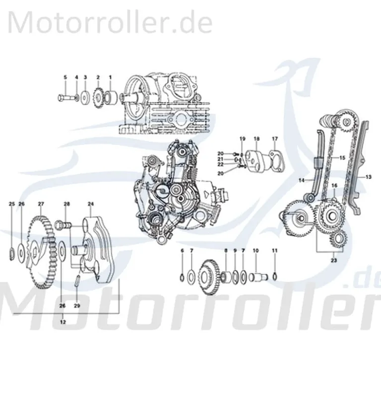 Kreidler STAR Deluxe 4S 125 Zahnradsatz 125ccm 4Takt 720094 Steuerkettenantrieb 125ccm-4Takt Scooter LML Ersatzteil Service Inpektion Markenprodukt