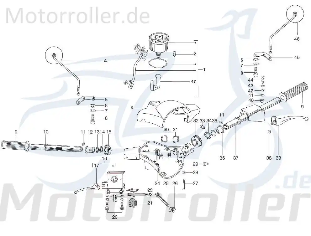 Neu Im Sortiment Lenkrohr rechts AGM-MOTORS Lenker Motorroller C-4727395