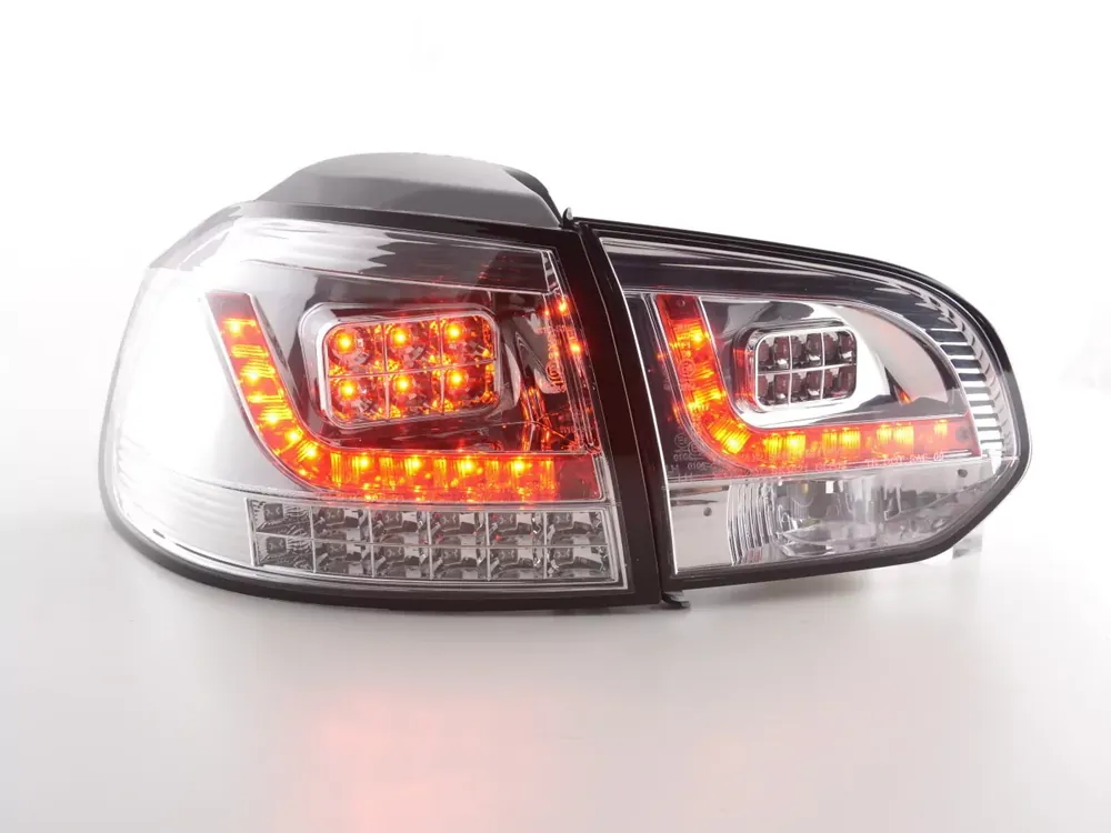 LED Rückleuchten Set passend für VW Golf 6 Typ 1K 2008-2012 chrom mit LED Blinker für Rechtslenker Highlight