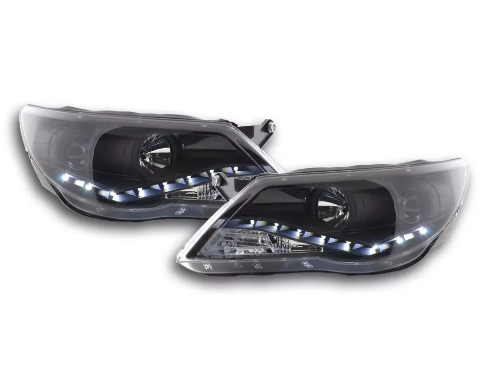 Nur Heute Scheinwerfer Set Daylight LED TFL-Optik passend für VW Tiguan 07-11 rechtslenker schwarz