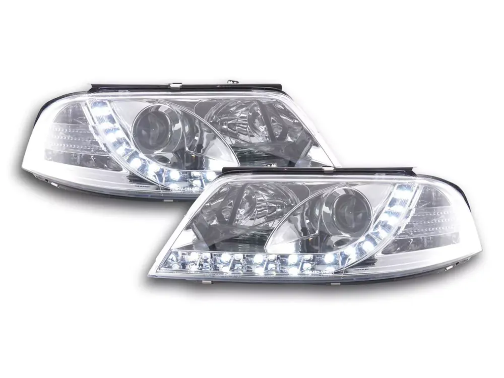 Begrenztes Angebot Scheinwerfer Set Daylight LED TFL-Optik passend für VW Passat Typ 3BG 00-05 chrom für Rechtslenker