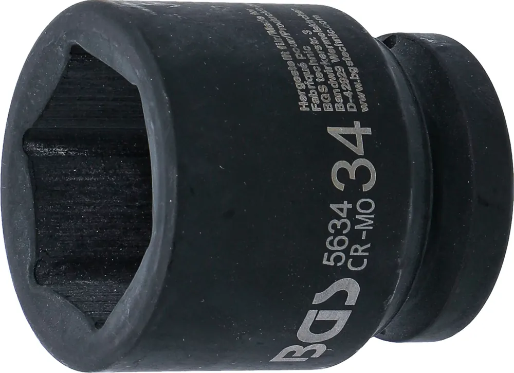 BGS Kraft-Steckschlüssel-Einsatz Sechskant SW 34 mm Antrieb Innenvierkant 20 mm (3/4 Zoll) Billig