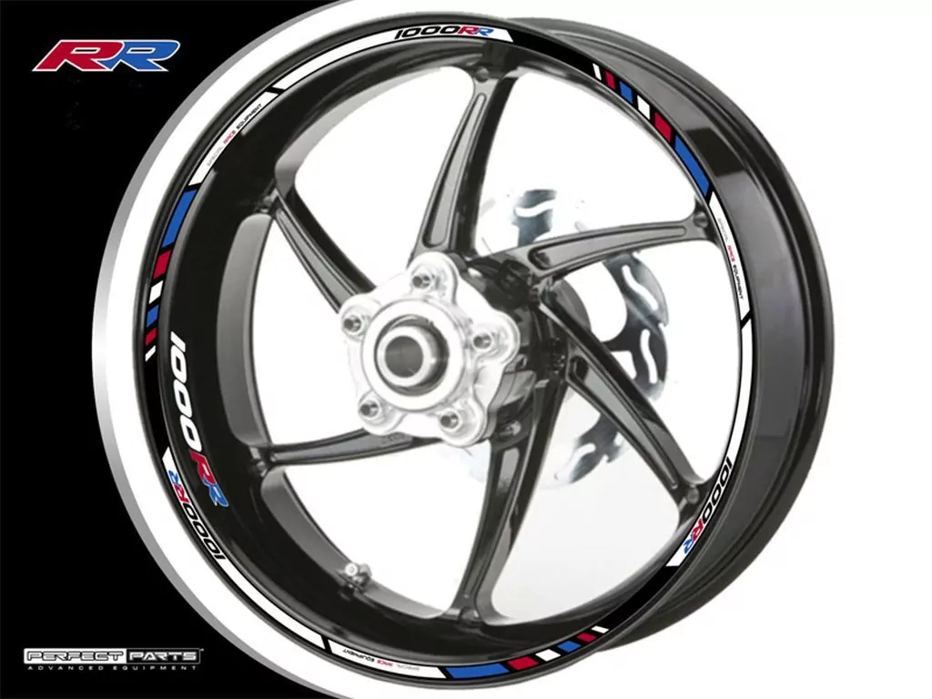 Felgenrandaufkleber passend für BMW S1000RR & M1000RR blau-rot-weiß Highlight