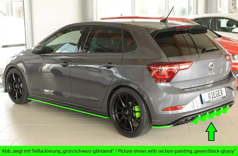 Neu Im Sortiment Rieger Heckeinsatz passend für VW Polo (AW) R-Line ab 06/2021