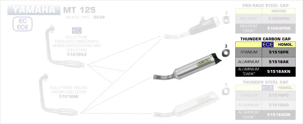 Arrow Street Thunder Aluminium Dark Endschalldämpfer passend für Yamaha YZF-R 125 / MT 125 Wochenendangebot