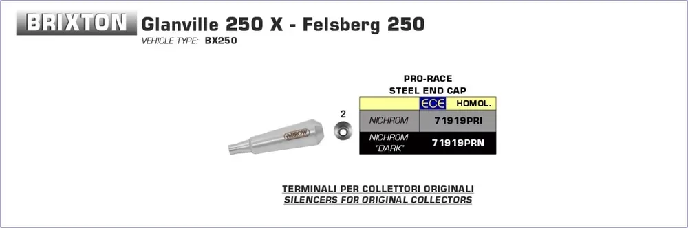 Top-Seller Arrow Pro-Race Edelstahl Schwarz Endschalldämpfer passend für Brixton Glanville/Felsberg 250 19-20