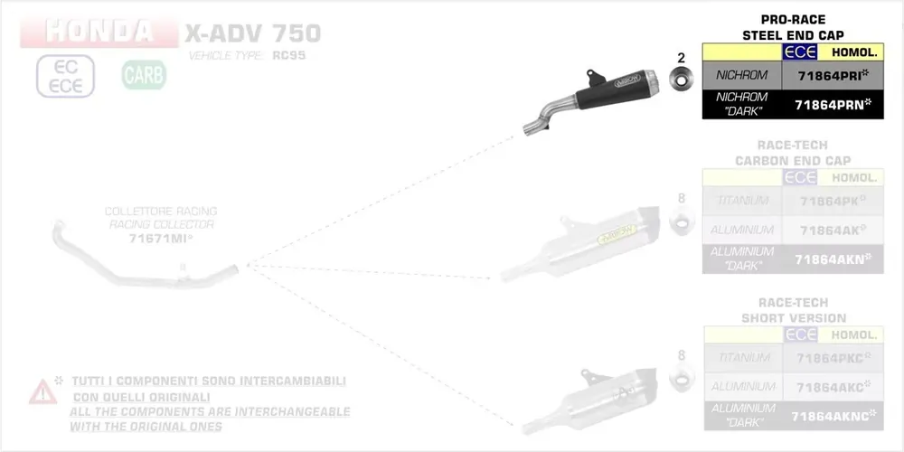 Direkt Vom Hersteller Arrow Pro-Race Edelstahl Schwarz passend für Honda X-ADV 750 17-23