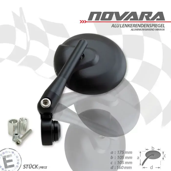 Schneller Versand Lenkerendenspiegel "Novara" Alu schwarz E-geprüft
