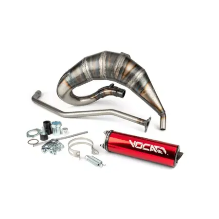 Neu Im Sortiment Auspuff Voca Cross Rookie 50 - 70cc Ausgang oben rot Derbi Senda / DRD