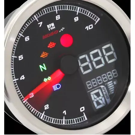 Tachometer / Drehzahlmesser Koso TNT-04 chrom max. 10000 U/min / 360km/h Top-Seller