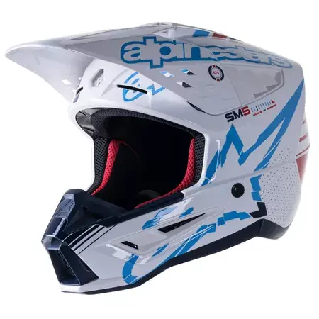 MX Helm Alpinestars SM5 Action weiß/türkis/navy blau Beliebt