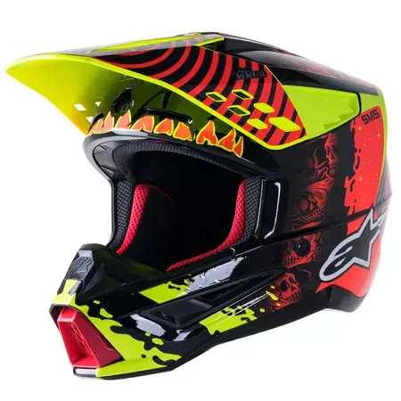 Bestseller MX Helm Alpinestars SM5 Solar Flare schwarz/neon rot/neon gelb