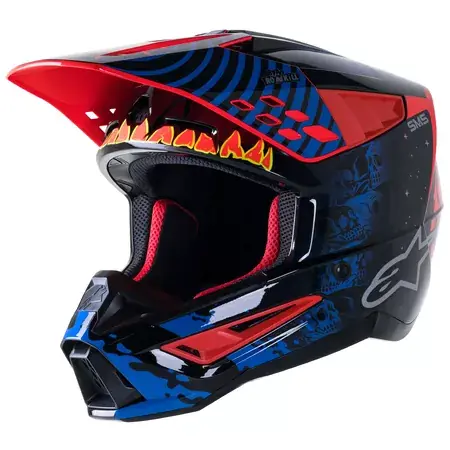 Echt MX Helm Alpinestars SM5 Solar Flare schwarz/blau/neon rot
